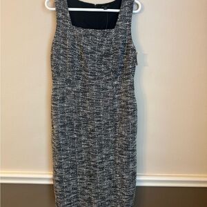Ann Taylor Black and White Tweed Midi Dress
